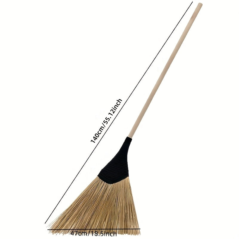 Multi-functional Bamboo Silk Angled Broom designed for Hard Floors and Outdoor Use - Ideal for Clearing Snow, Leaves, and Roads