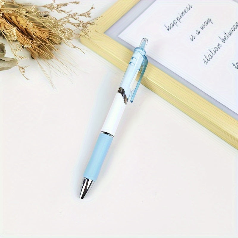 Retractable medium point plastic pen for school, office, home, writing, business notes, memos, drawing, and sketching