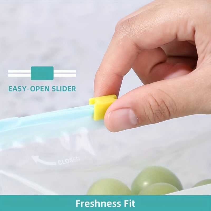 Get a set of 10 or 30 reusable food storage bags that are BPA-free and safe for storing food in the freezer. These versatile bags can be used for sandwiches, snacks, storing meat, fruits, and vegetables. They are made of silicone material and are