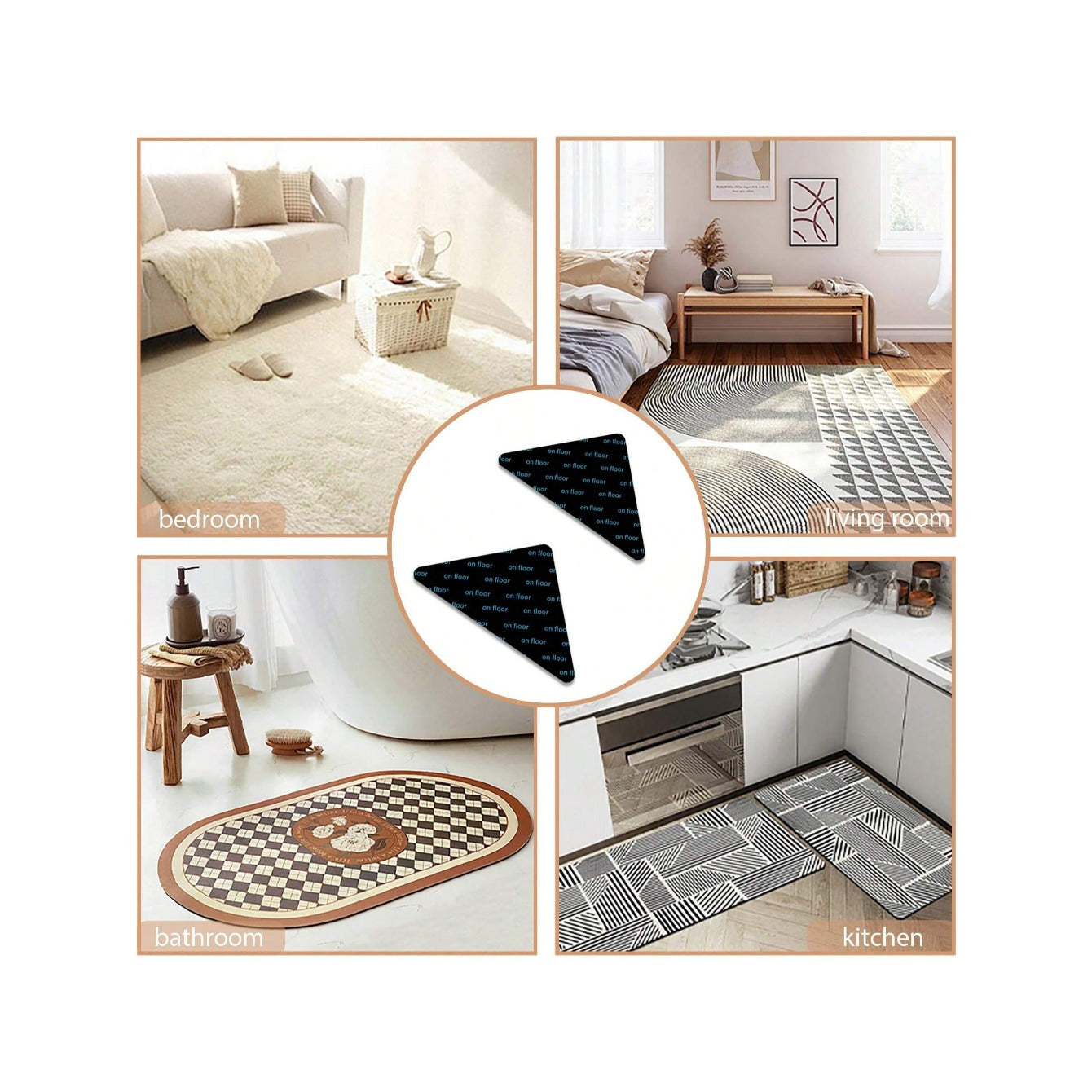 Modern Home Decor: Waterproof Polystyrene Floor Mat with Strong Adhesive and Non-Slip Fixing Stickers for Entryway and Room Safety. Available in All Sizes, Traceless Design.