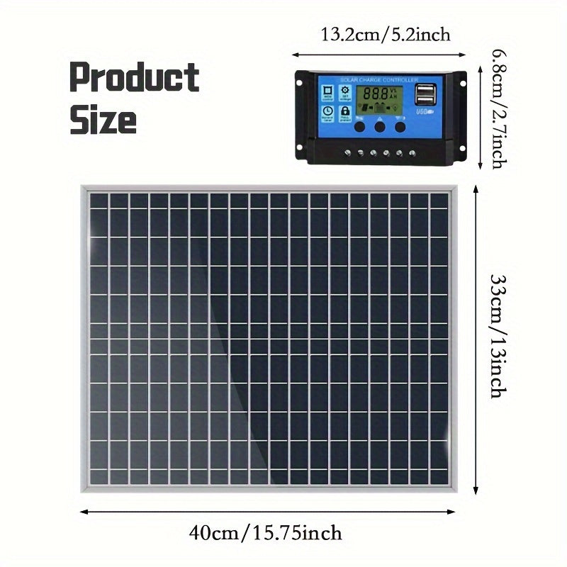 Portable solar panel kit with various controller options for charging a variety of devices and equipment including power banks, vehicles, phones, surveillance systems, and pet houses. Can