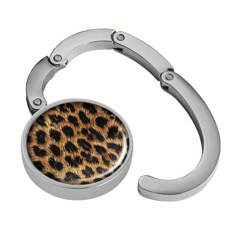 Stylish Leopard Print Foldable Purse Hanger - Convenient Handbag Hook for On-the-Go Use, Perfect for Gifts during Holiday Seasons