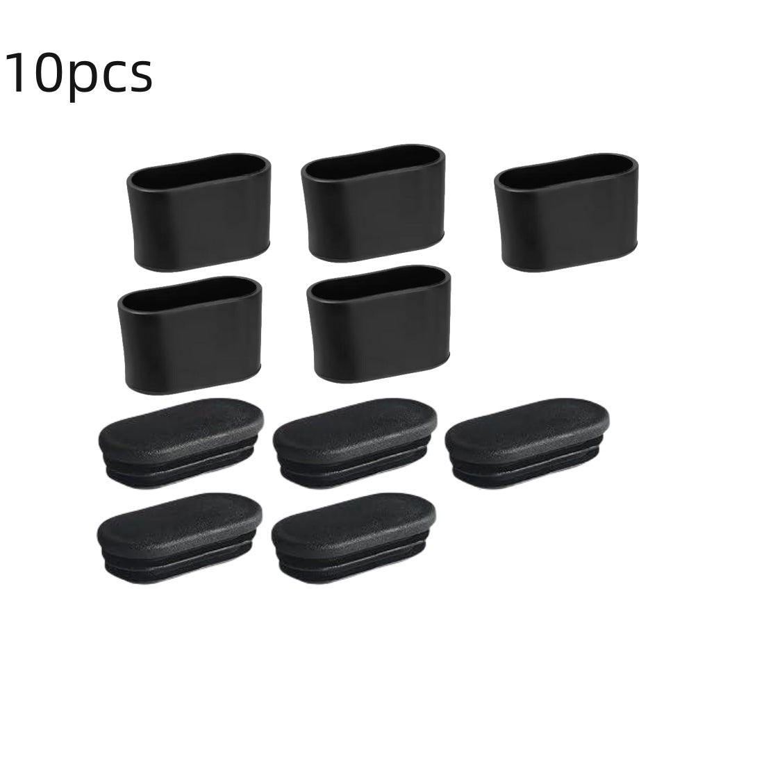 Protect your table and desk feet with our set of 10/20pcs Oval Chair Leg Caps. These black rubber end covers feature transparent windows and are great for non-electric pipe end caps.