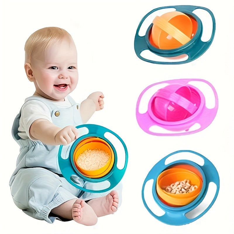 BPA-Free Rotating Bowl for Toddlers with Spill-Proof Design, 360 Degree Spin, Top Fun Feature, and Multi-Color Options