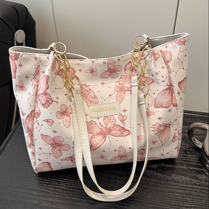 Stylish tote bag for women featuring a floral butterfly design, ideal for daily use and travel, also makes a lovely gift.