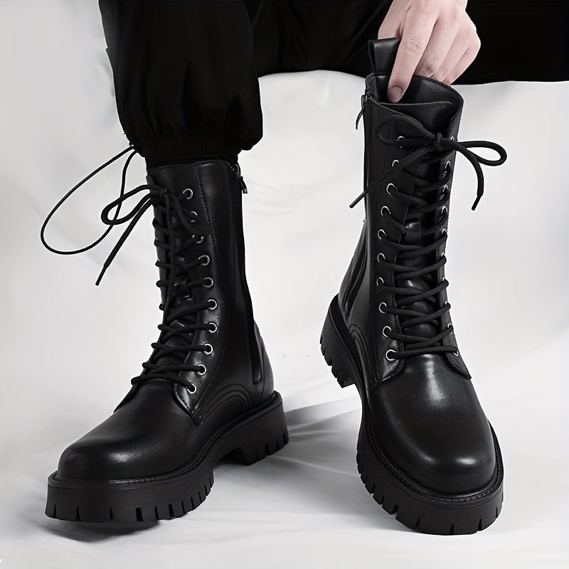 Men's versatile high-top boots with classic design, zip and lace closure, and durable rubber sole.