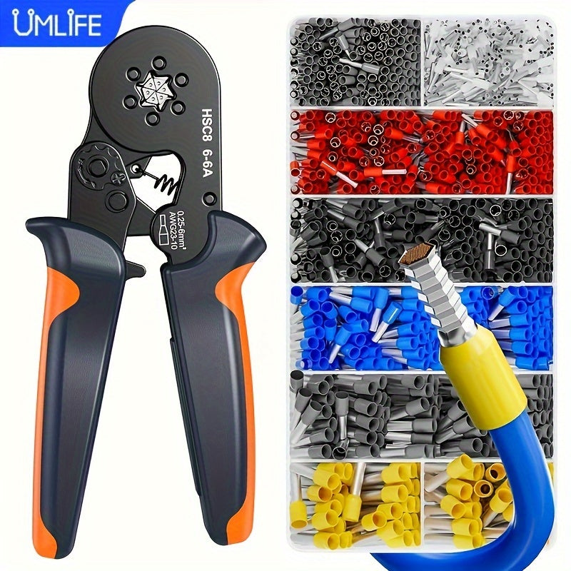 UMLIFE Ferrule Crimping Tool Kit with wire connectors, terminals, and adjustable wire crimper plier set.