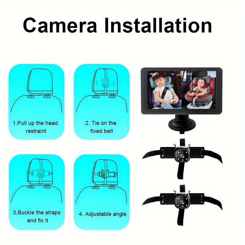 2-Pack of Youngsters Car Cameras for 17.78 cm Single/Dual Screen Display, Easy Installation for Rear-Facing Seat Monitoring