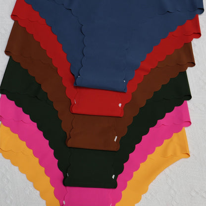 "6 Solid Scallop Trim Briefs, Sexy and Comfy Intimates Panties for Women