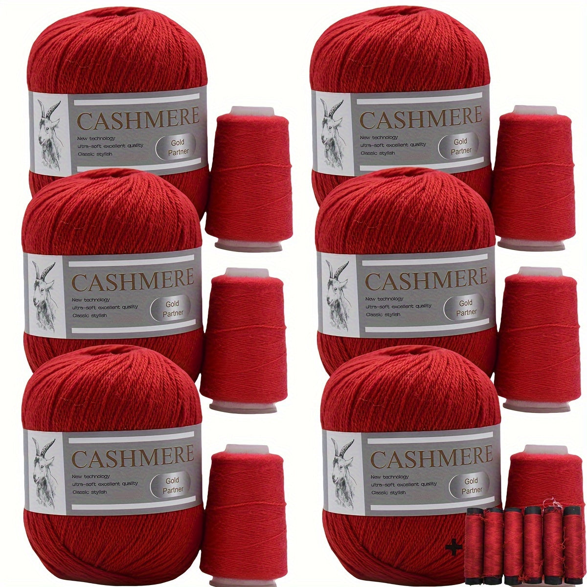 6 luxurious cashmere yarns for hand knitting and crocheting. Ideal for making sweaters, scarves, hats, shawls, cardigans, and gloves. High-quality, soft, warm, multicolored bundle in 10.58