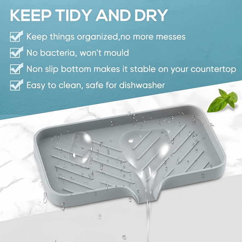 Flexible Silicone Kitchen Sink Organizer - Non-Slip Drain Pad with Splash-Proof Design and Easy-to-Clean Surface, Perfect for Countertops and Cups, Includes Durable Plastic Cover