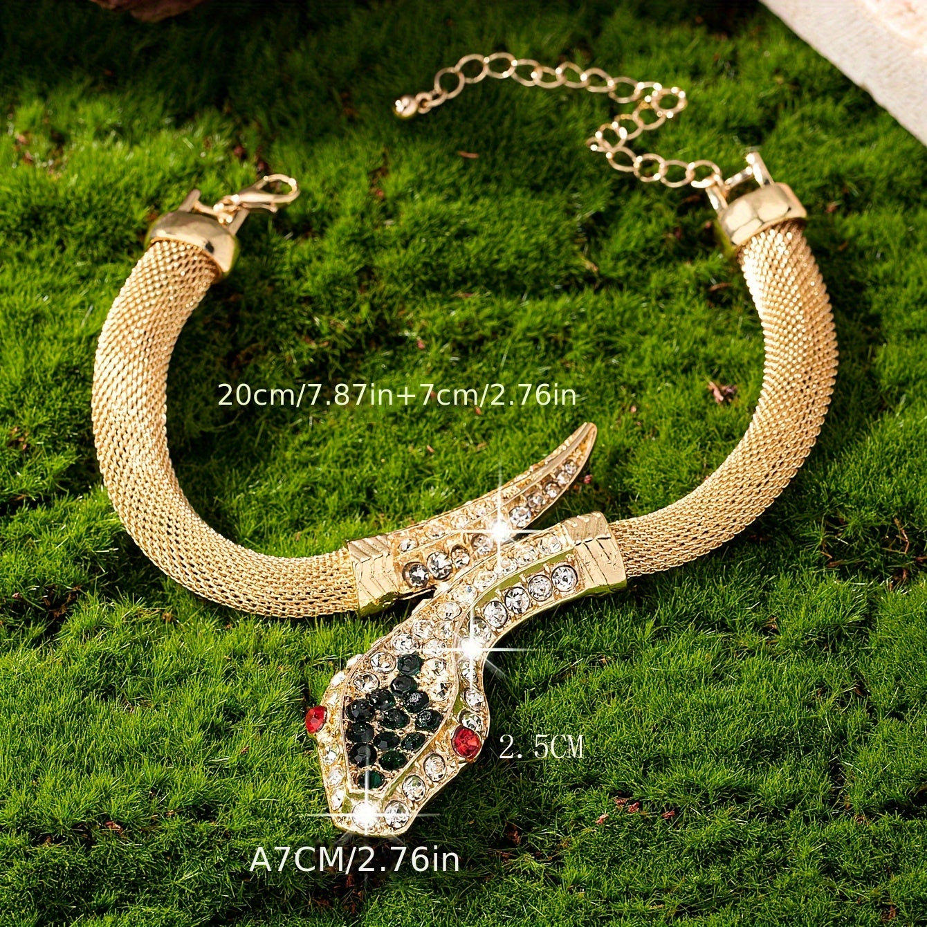 Stylish rhinestone snake bracelet made of zinc alloy for daily wear or gifting