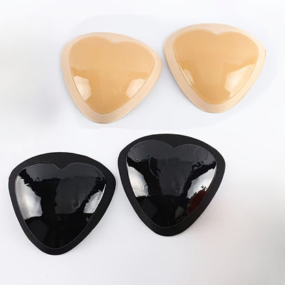 Thick, push-up triangle chest pads that stick on, for women's black lingerie, hand wash only.