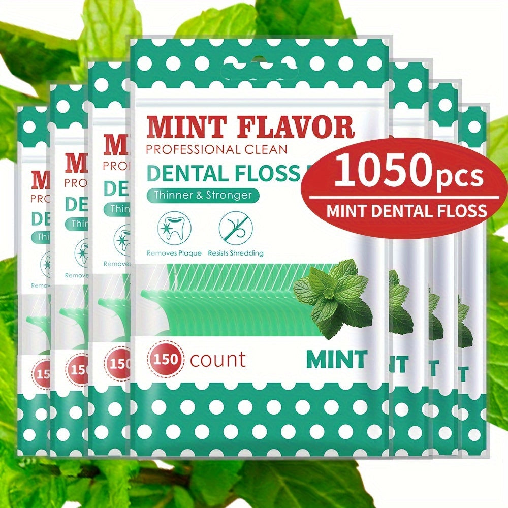 Ultra Thin Mint Disposable Dental Floss Sticks in 50, 150, 450, and 1050pcs - Portable Must-Have for Travel - Safe and Convenient.