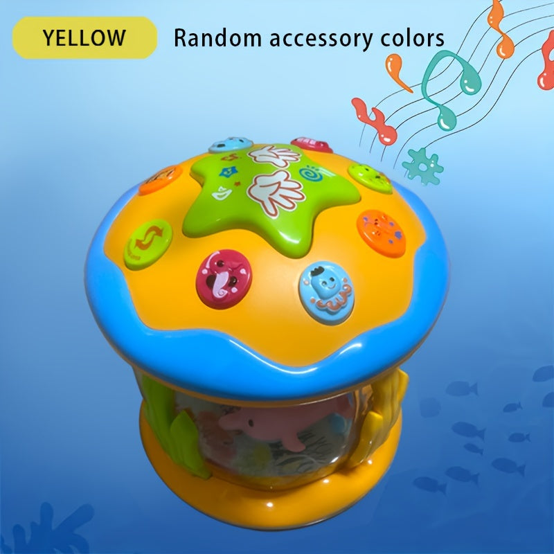 Ocean-Themed Youngsters Drum Kit - Multifunctional with Lights and Sounds, Educational Early Learning Toy for Fun and Development, Made of Durable Plastic in Mixed Colors