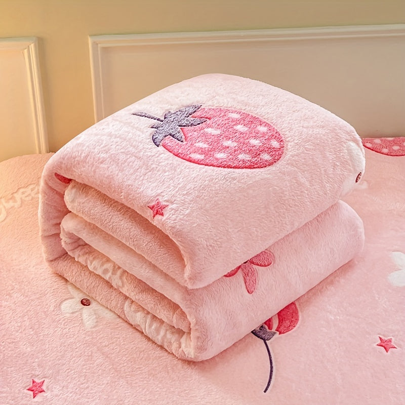 Soft coral fleece blanket suitable for all seasons, great for bed, sofa, office, camping, and travel. Hand wash only. A versatile and cozy gift option.