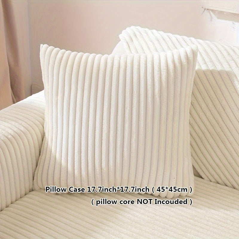 Thick plush sofa cover with stripes for winter, non-slip and anti-dirty. Modern style for home protection and decoration.