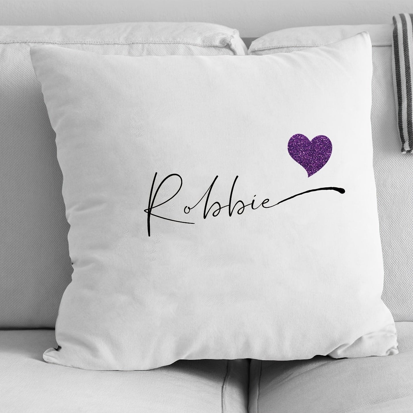 Add a Personal Touch to Your Decor with a Custom Velvet Pillowcase featuring Heart Pattern and Your Name - Single-Sided Print on White Polyester - Ideal for Nursery or Home Decor (Pillow not included)