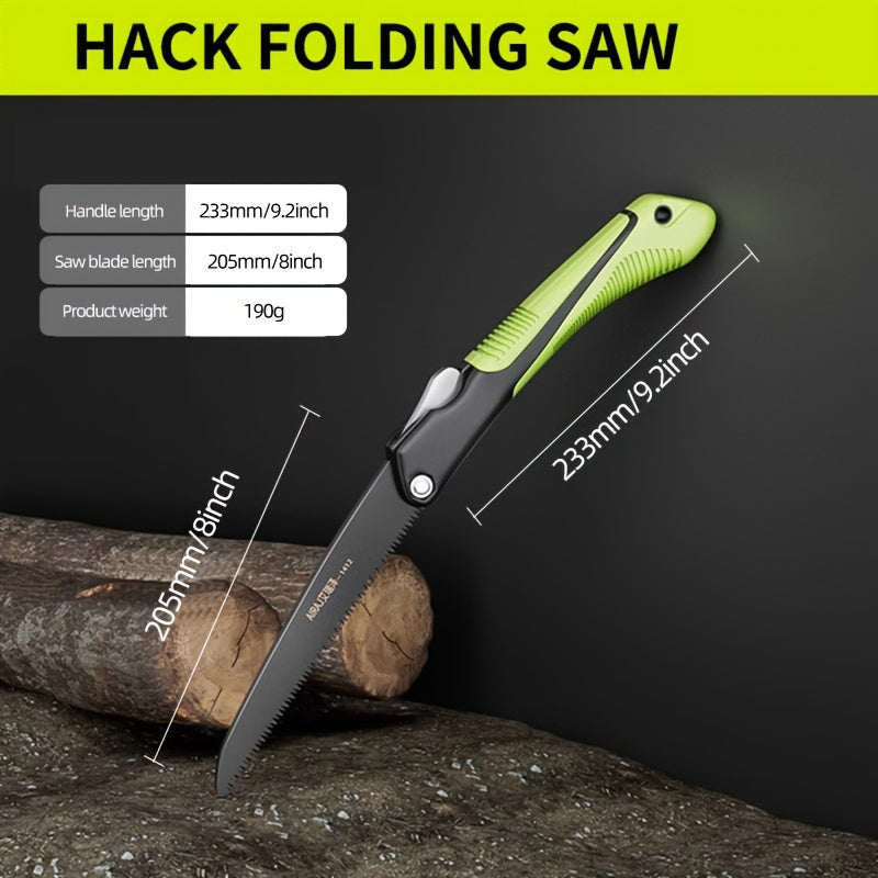 Durable metal pruning saw for woodworking and tree cutting with SK9 alloy steel blade. Quick folding design for easy storage. Bare tool included. Ideal for home and garden use.