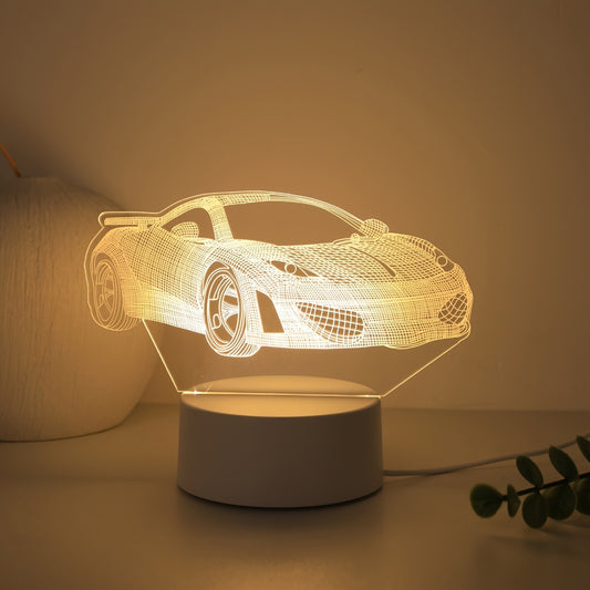 3D Sports Car Night Light - Single Color LED Desk Lamp for Bedroom and Bedside Decor, USB Powered, Ideal Gift for Christmas or Birthday