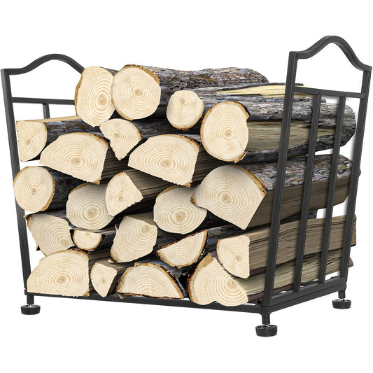 Durable Metal Firewood Rack, Foldable for Easy Storage, Ideal for Indoor/Outdoor Fireplaces, Adjustable with Cushions, Compact Deck Firewood Organizer.