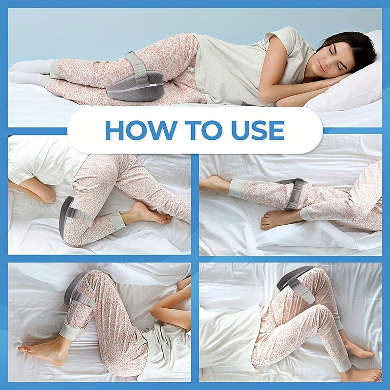 Ergonomic Memory Foam Leg Pillow designed for Side Sleepers - featuring a Hypoallergenic Knit Fabric Cover, Lightweight Knee Support Cushion with Strap, Hand Washable, Soft Polyester 200-250gsm Material, Ideal for Sleeping, Removable Knee Support Pad