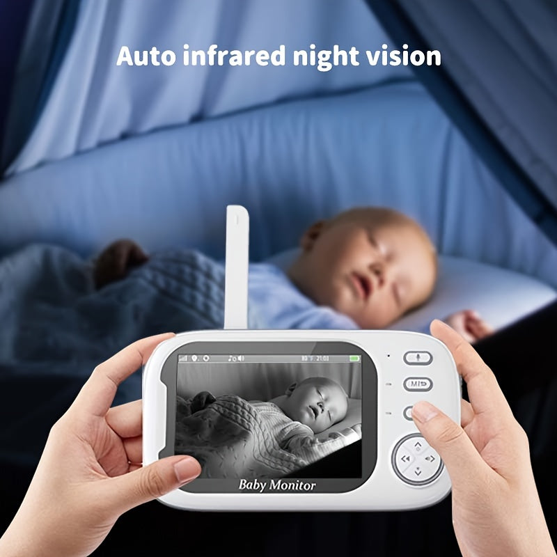 Top-of-the-line Monitor featuring a 720P HD Camera, 8.89cm LCD Screen, 274.32meter Wireless Range, Automatic Night Vision, Two-Way Audio, Temperature Display, and Eight Soothing Lullabies - Powered by USB, includes Editor with Camera