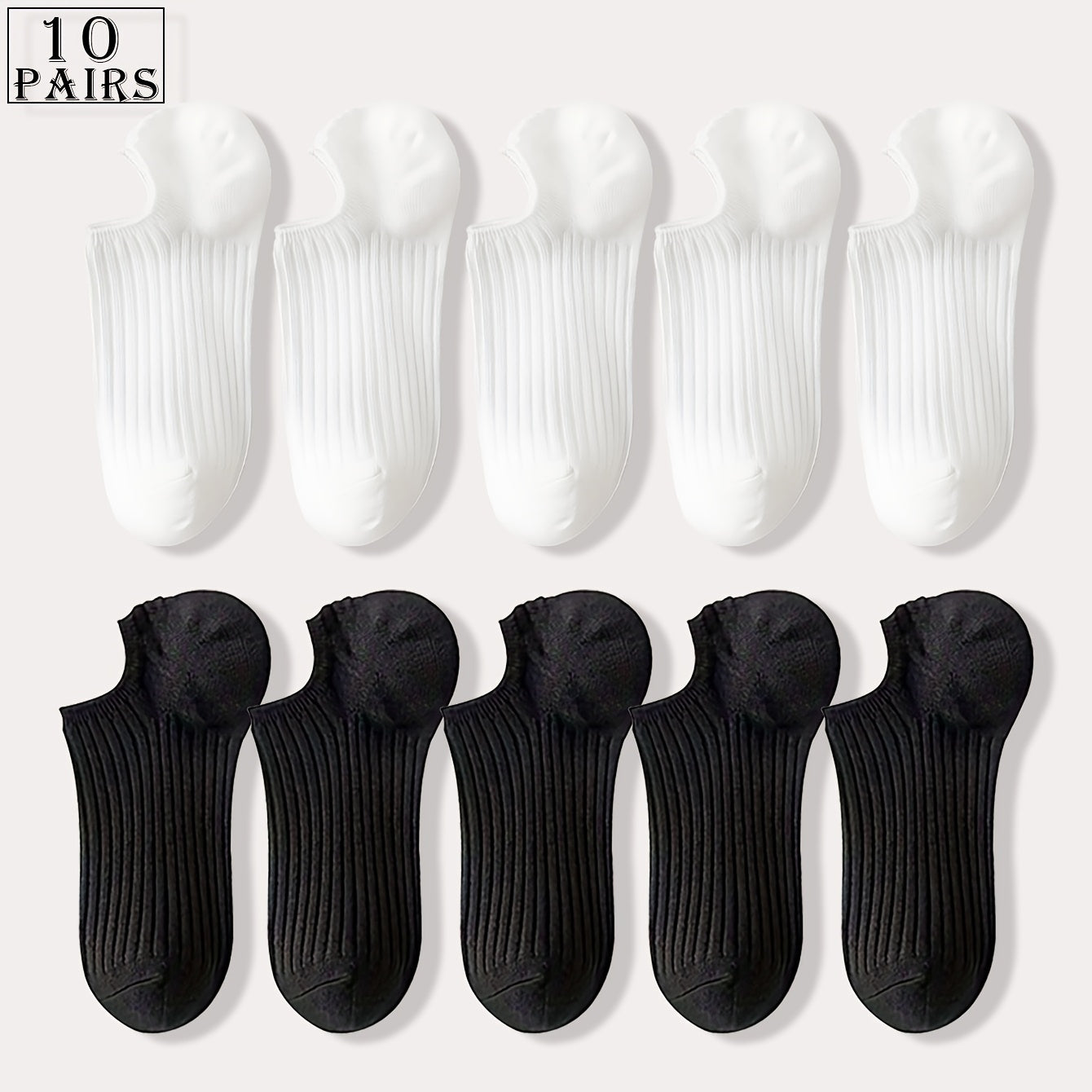 5 pairs of men's invisible socks that are comfortable, breathable, sweat-resistant, and anti-odor.