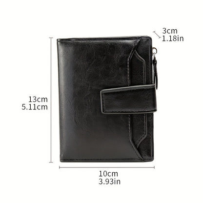 Men's Faux Leather Short Wallet with Retro Multi Card Slots