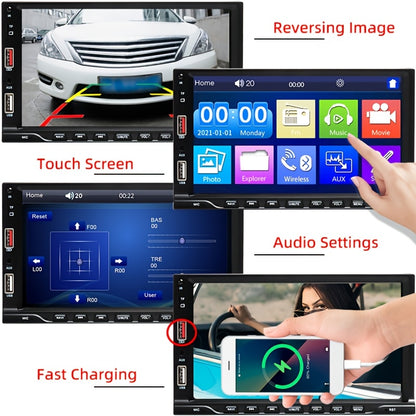 7" Touch Screen GPS Audio Receiver with DVD Player, USB Aux Input, Car Radio, Mirror Link Compatible