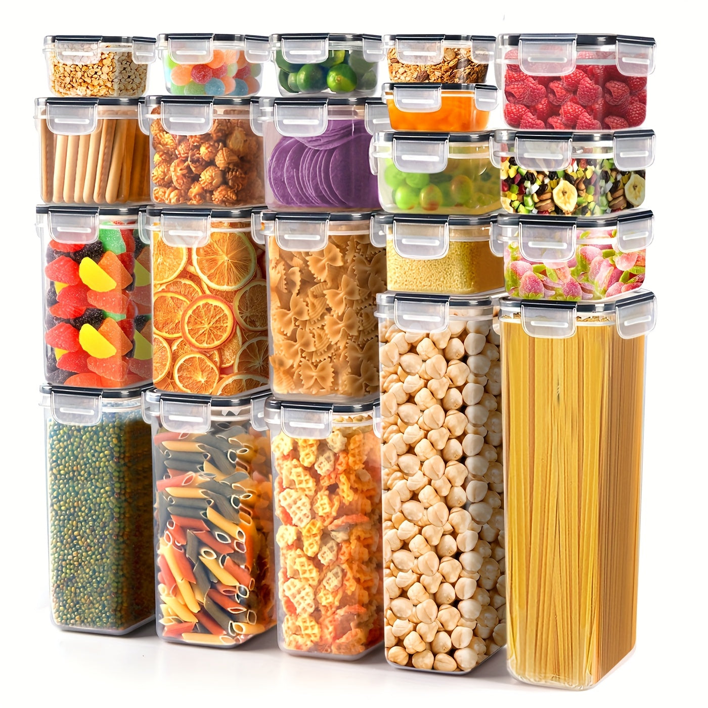 Food storage containers with lids, made of plastic, airtight and freezer-safe, great for storing fruits, veggies, and noodles. Size: 29.97cm x 15.49cm, capacity: 96oz.