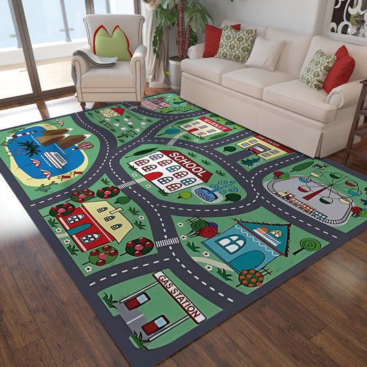 Get the 1pc Urban Road Pattern Living Room Area Rug for your home. Made from machine washable polyester with PVC backing, this non-slip, moisture-proof rug is perfect for any room in your home. Ideal for home decoration in the bedroom, kitchen, bathroom