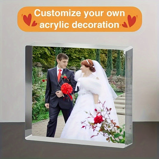 Personalized Transparent Acrylic Photo Frame for Wedding Couple Portrait, Romantic Anniversary, Birthday, or Valentine's Day Gift with Custom Picture Display