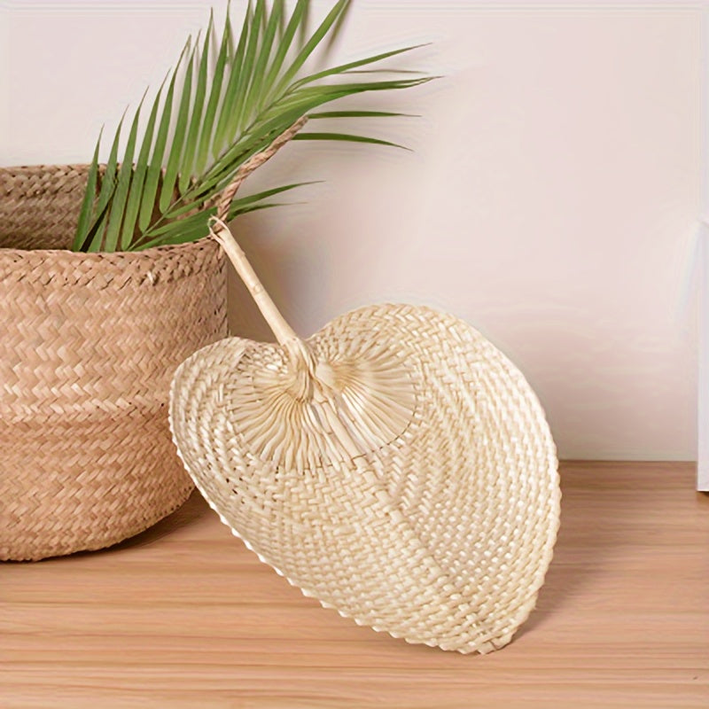 Handcrafted Bamboo Fans - Set of 4, with High-Quality Palm Leaf Design for Summer Cooling and Home Decor, perfect for Palm Tree Decor