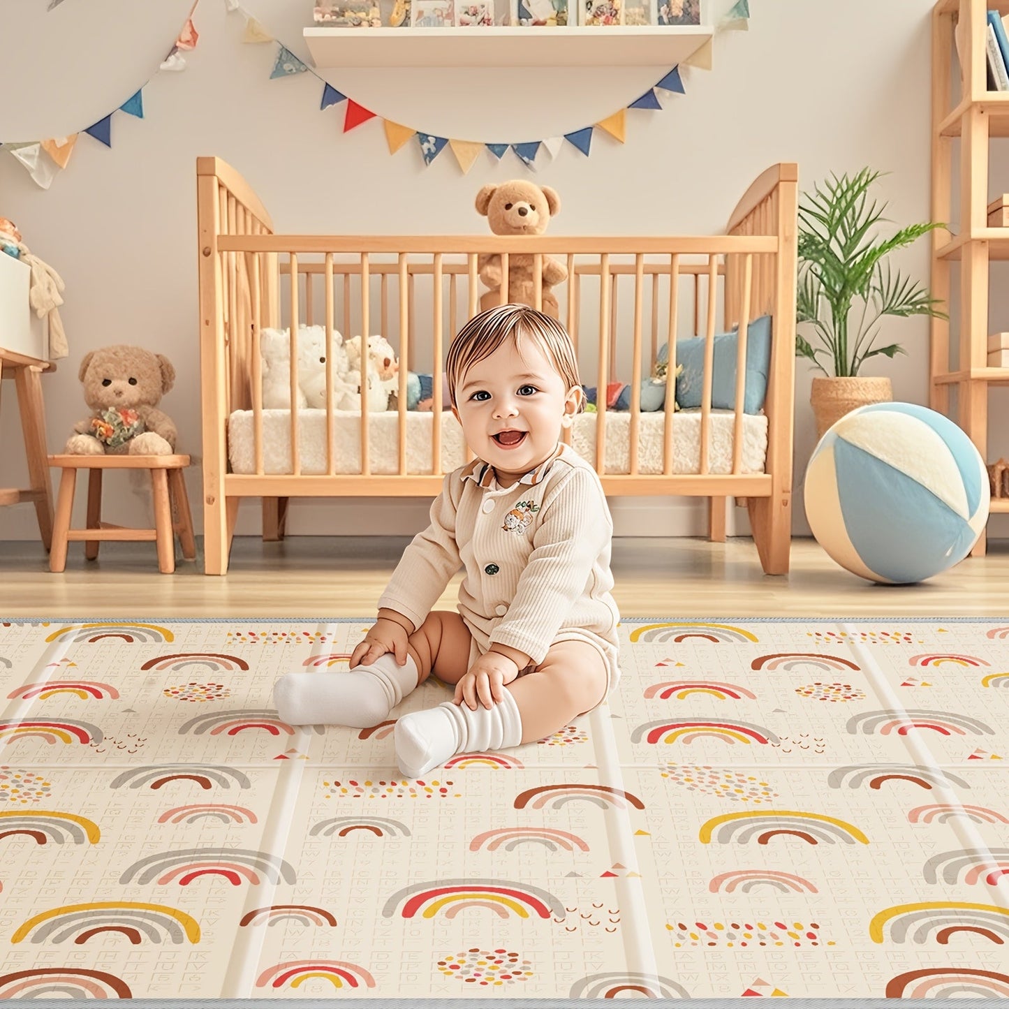 Durable Foldable Play Mat measuring 127.0cm x 127.0cm, with Sturdy Edges and Thick PE Material - Great for Children to Play Indoors or Outdoors, Makes for an Excellent Christmas or Thanksgiving Present for Kids.