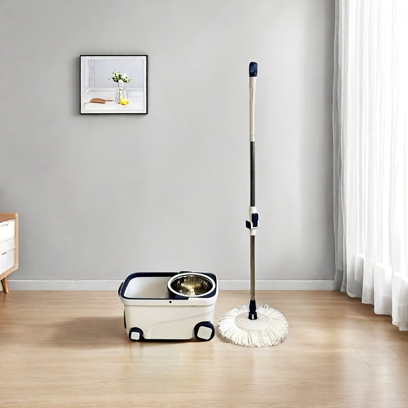 One-piece Rotating Mop and Bucket Set with 4 Wheels, featuring a Liquid Dispenser, Wringer Set, and 360-Degree Rotating Mop Bucket for Floor Cleaning and Mopping. This Household Rotating Mop, also known as a Lazy Mop or Dust Mop, is suitable for both wet