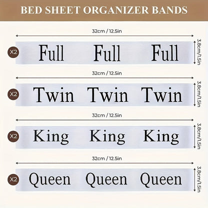 Set of 2 Polyester Bed Sheet Organizer Straps with Elastic Bands, Suitable for King, Queen, Full, and Twin Size Linens - Easy to Clean, Perfect for Closet Organization and Travel