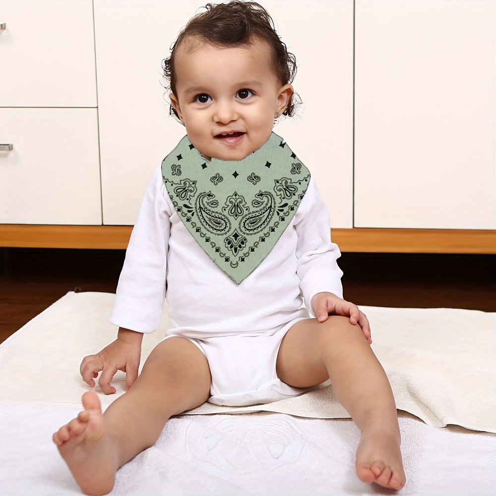 Baby Bandana Drool Bibs for Boys and Girls - Set of 3 with Adjustable Snaps. Made with Organic Cotton, Soft and Absorbent. Perfect Newborn Baby Shower Gift. Toddler Paisley Patterned Bibs for Drooling and Teething.