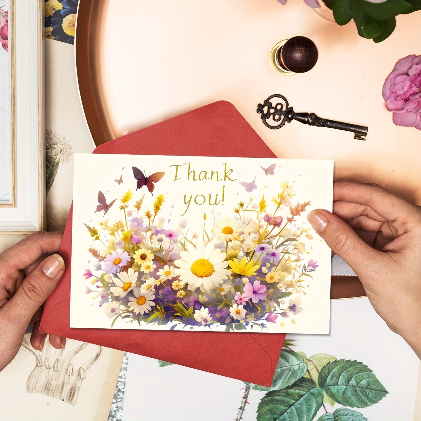 Thanksgiving Greeting Card Set from JOYASIS: Blank Handwritten Envelope, Elegant Floral Design, Foldable Gratitude Card, Unique Encouragement Blessing, Suitable for Young Adults, Relatives, Peers, and Acquaintances. Made with Durable Paper, Rectangular