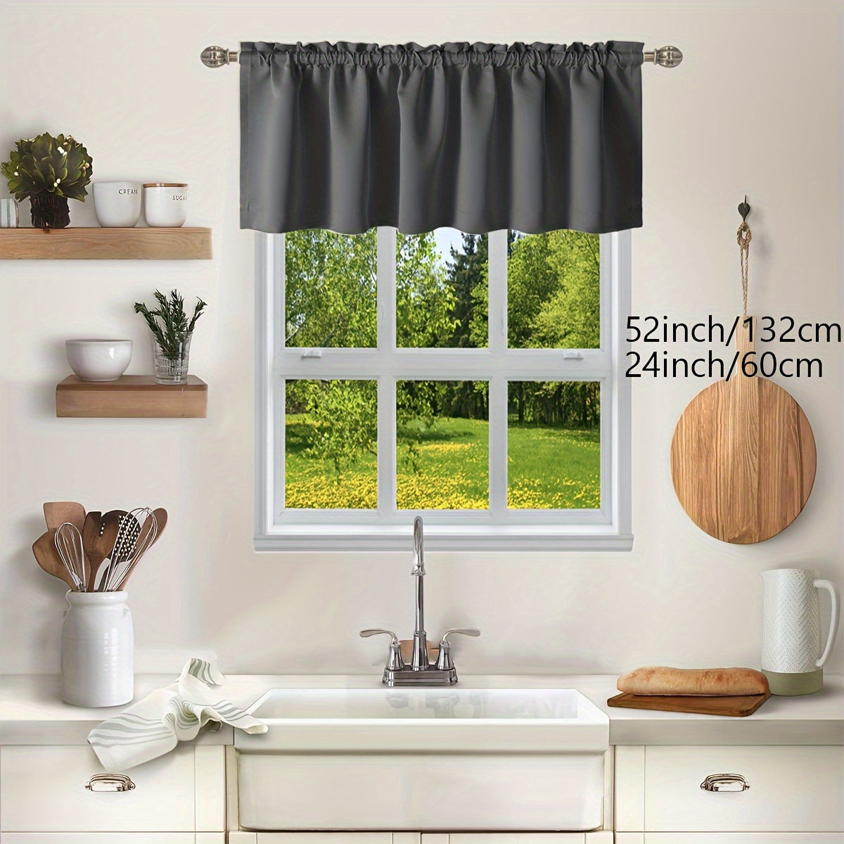 1PC Curtain for Kitchen, Living Room, Bedroom, and Home Decor, Light-Blocking and Heat-Insulating