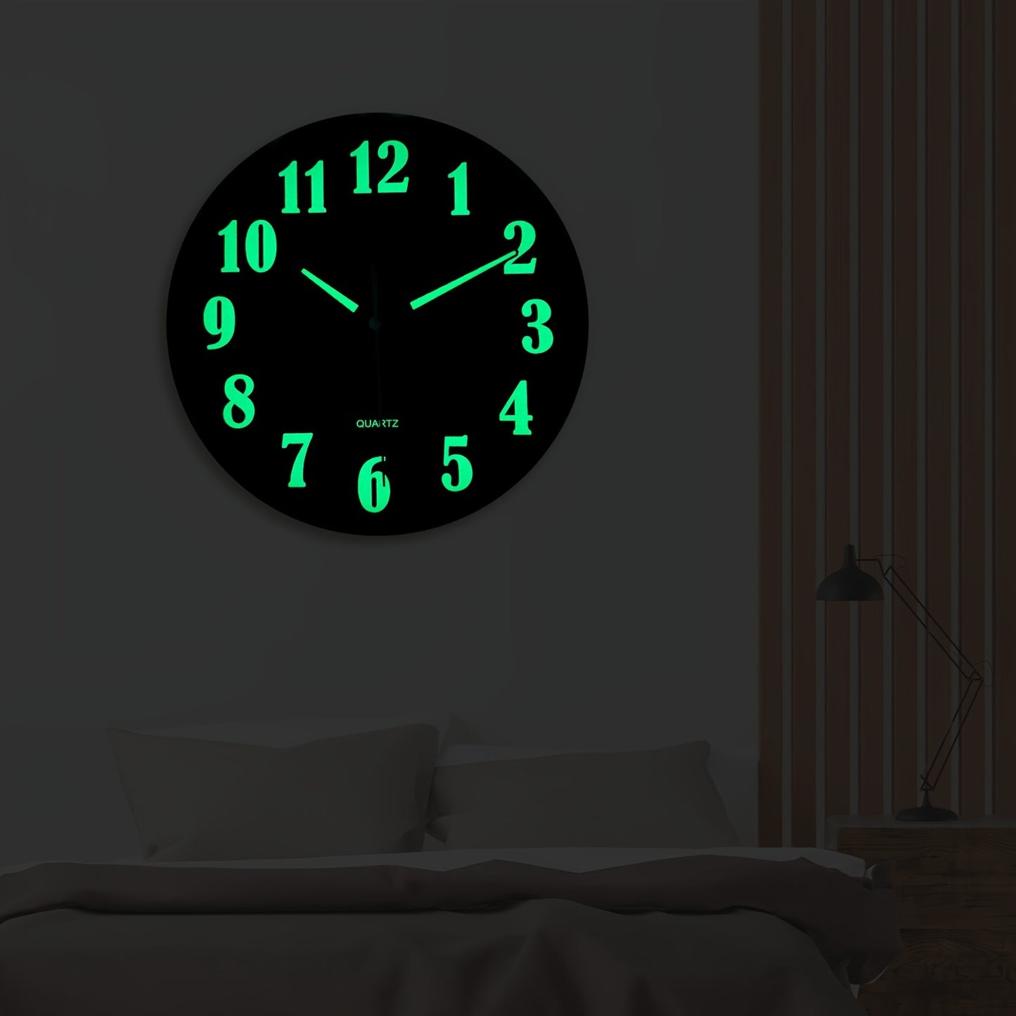 Constantplanet 8-inch European wall clock with luminous green numerals, silent operation, and battery-powered. Ideal for living rooms, dining rooms, bedrooms, and outdoor decor.