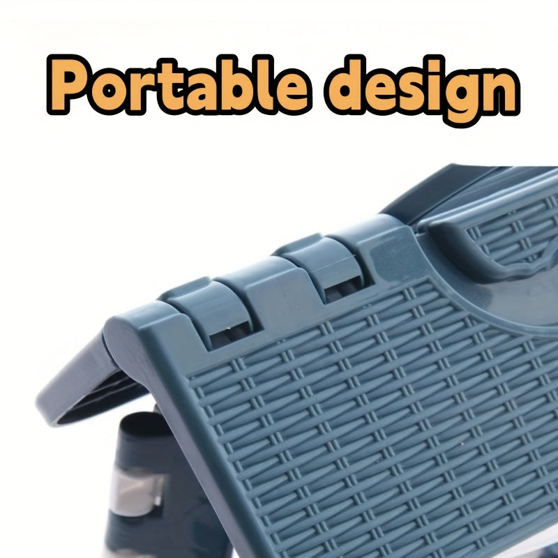 Lightweight plastic step chair with portable handle, ideal for bathroom, bedroom, kitchen, outdoor camping, and fishing. Foldable for easy storage.