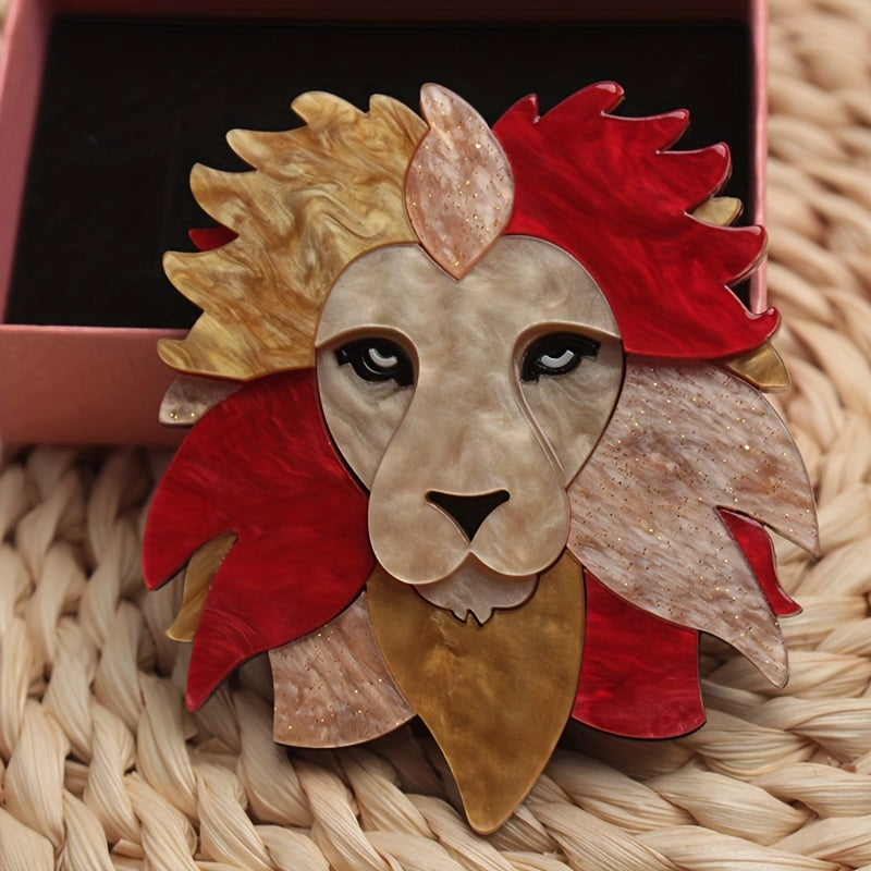 Elegant Lion Shaped Brooch - Acrylic Badge for Women's Dress, Sweater, or Clothing Accessory