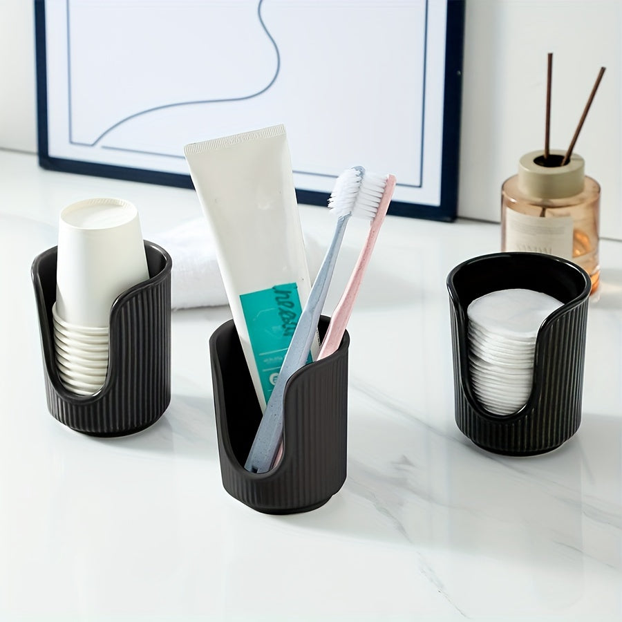 Versatile Cup Organizer: This Disposable and Multifunctional Paper Cup Holder doubles as a Desktop Storage Rack, ideal for Bathroom, Kitchen, or Living Room. Keep your cups, toothbrush, toothpaste, and other essentials neatly organized in this compact