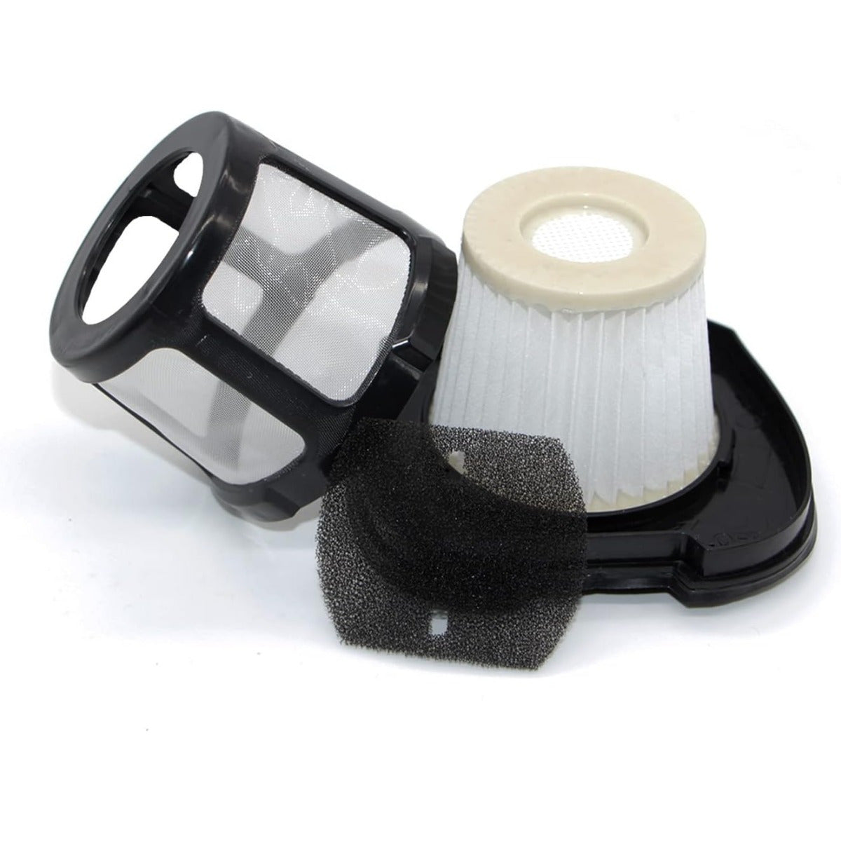 The Bissell Pet Hair Eraser Hand Vacuum Replacement Filters are designed to be compatible with Models 2284W, 2389, 2390, 23903, and 2390A. This set includes 1 Mesh Frame Filter and 1 Foam Filter, which can replace Part#1614203, #1614204, and #1614212.