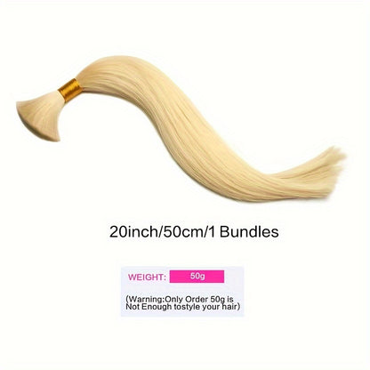 45.72-71.12 cm No Weft Braiding Hair Bulk, Blonde Human Hair Extensions, 50g/100g Pack for Women