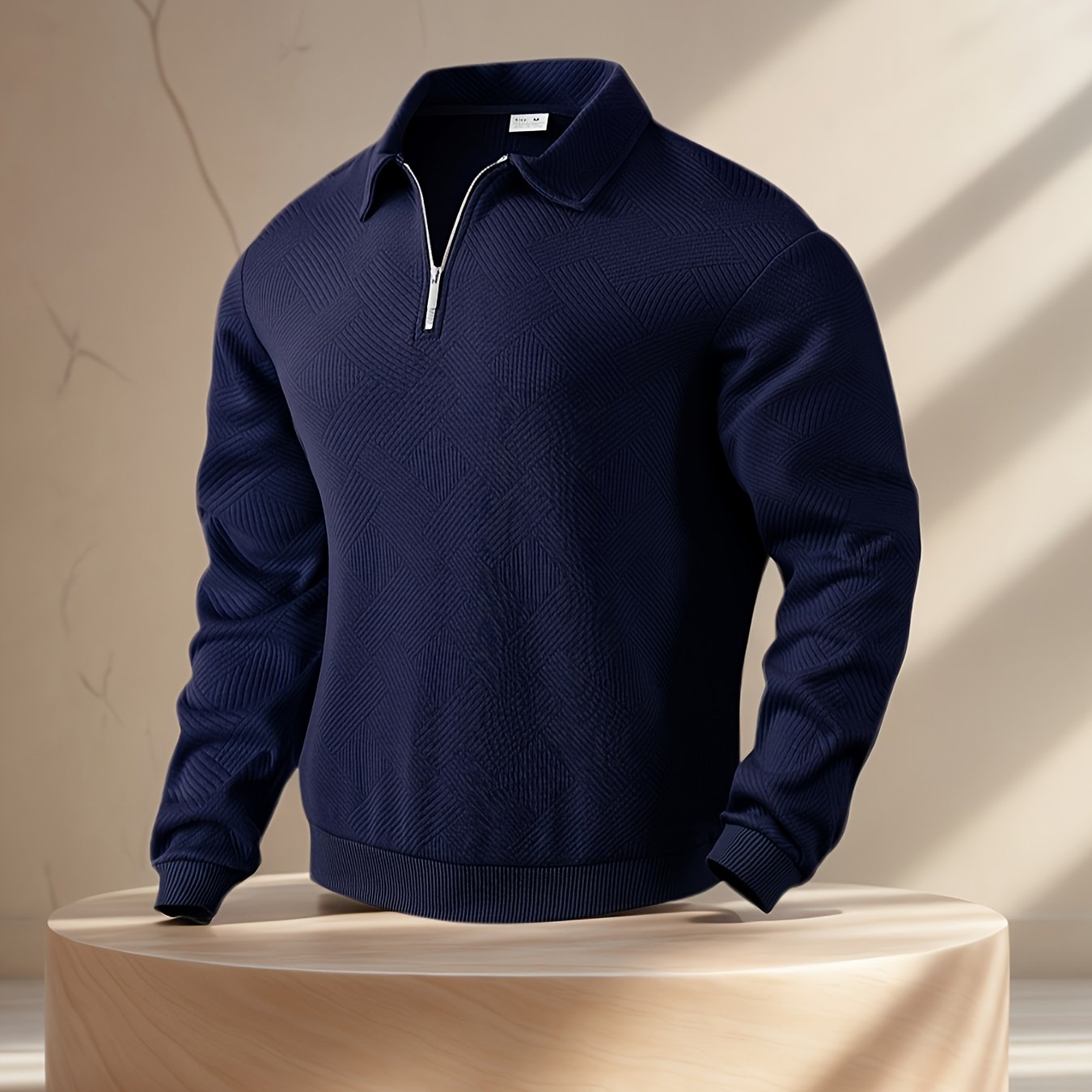 Men's gift: New American-style collar zipper sweatshirt for autumn and winter, versatile long-sleespanning sleeve.