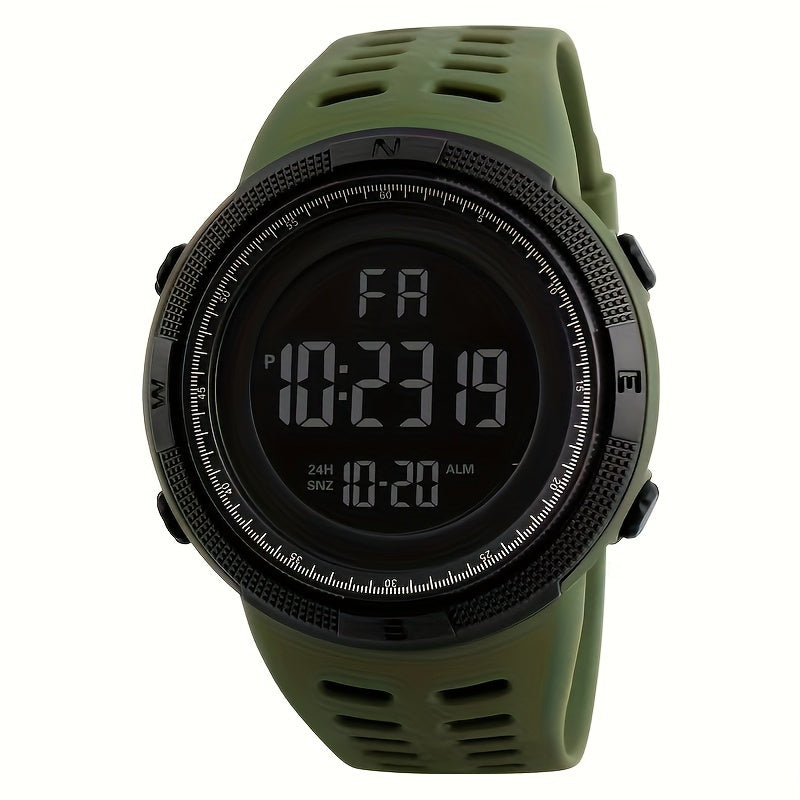 A versatile and stylish outdoor sports watch for men, featuring multiple functions and a luminous display.