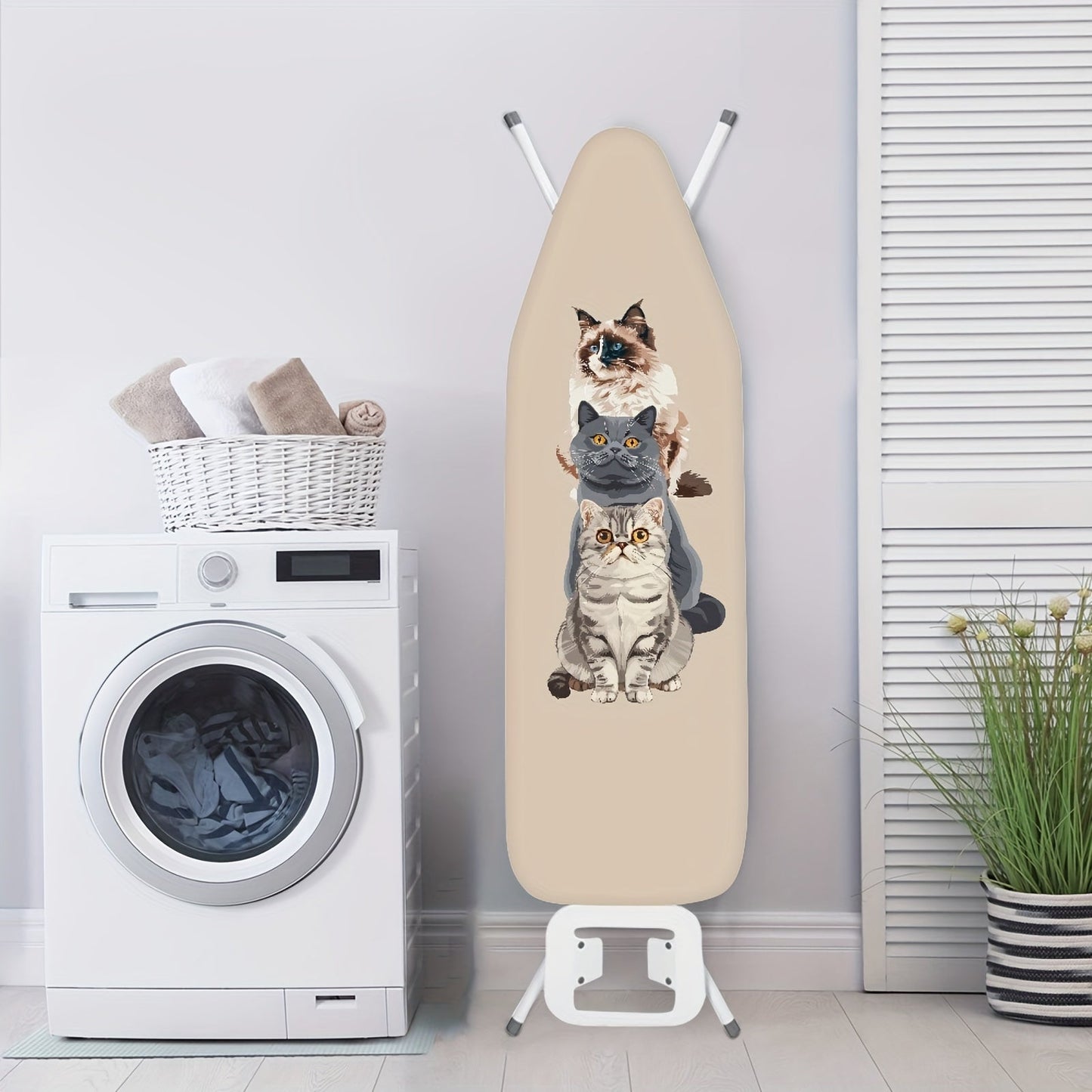 Elastic Edge Ironing Board Cover Featuring Adorable Cats Design - Compatible with Standard Ironing Boards