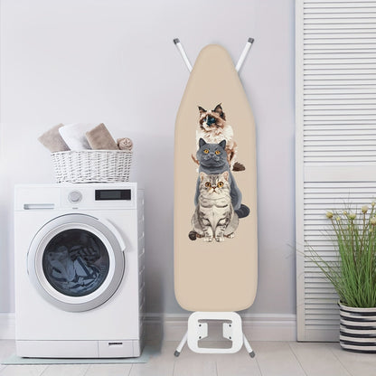 Elastic Edge Ironing Board Cover Featuring Adorable Cats Design - Compatible with Standard Ironing Boards